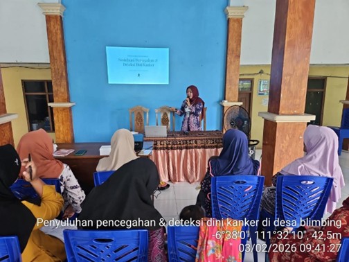 PERINGATI HARI KANKER SEDUNIA, PUSKESMAS SLUKE GELAR PENYULUHAN DETEKSI DINI KANKER DI DESA BLIMBING